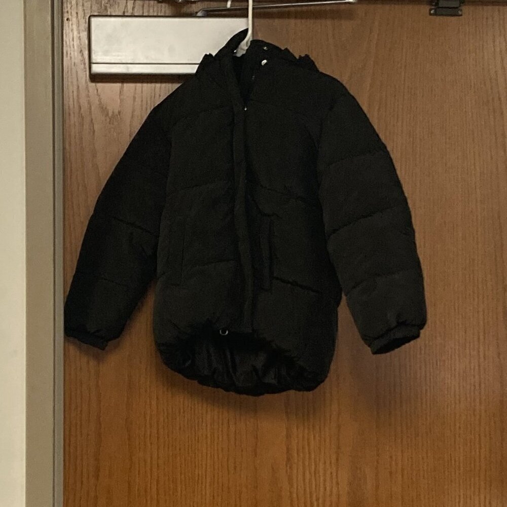 Kids hooded puffer black jacket sz s